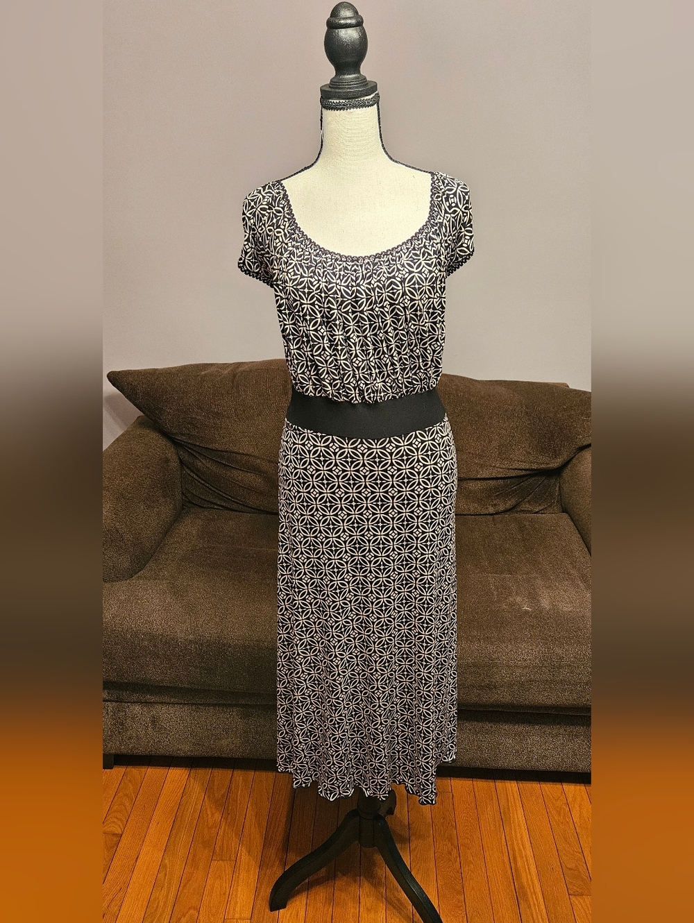 Black and White Geometric Midi Dress by Lane Bryant